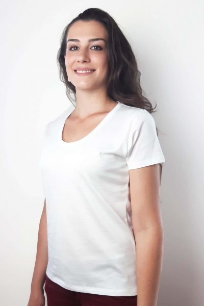 T-shirt blanc col rond 100% coton durable