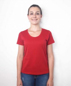 tshirt rouge femme col rond coton pima